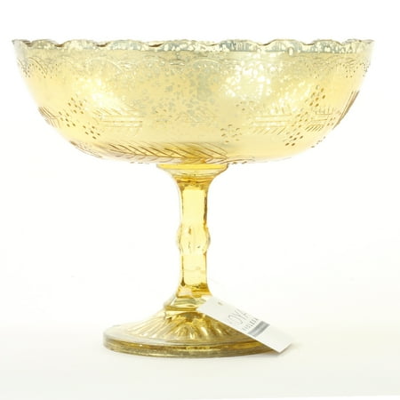 - Koyal Wholesale 8 x 6.75-Inch Antique Gold Glass Compote Bowl Pedestal Flower Bowl Centerpiece