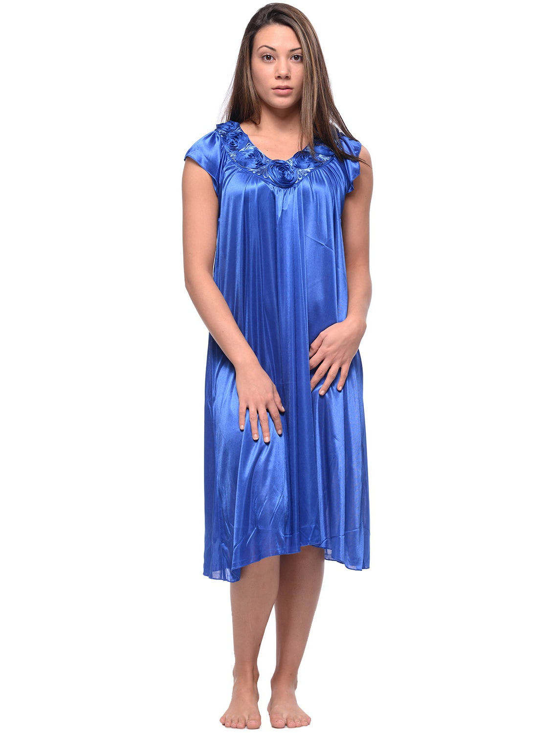 Casual Nights Women's Cap Sleeve Rose Satin Nightgown - Walmart.com