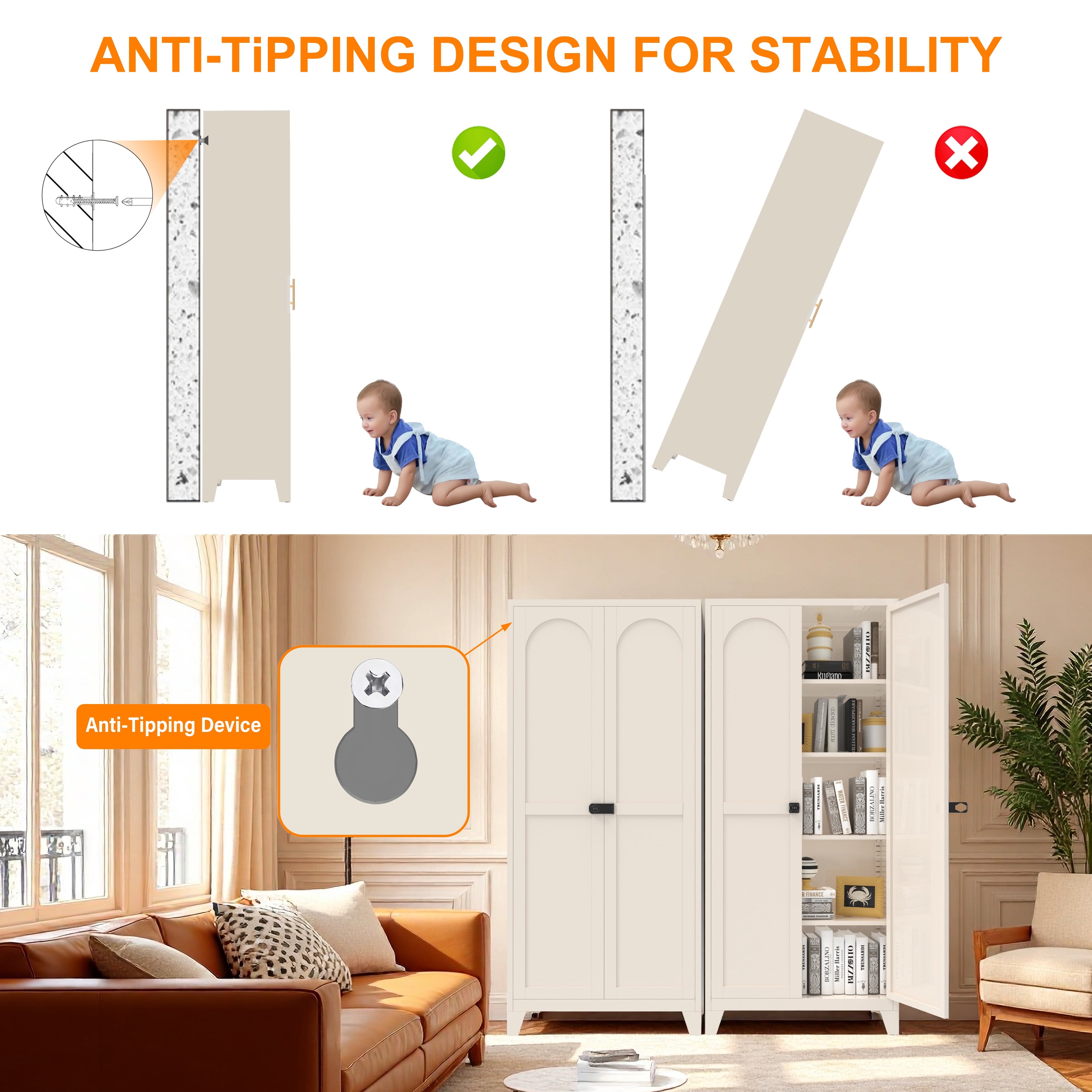 Homy Casa 71" Locking Metal Storage Cabinet with Adjustable Shelves for Office, Kitchen, Bedroom