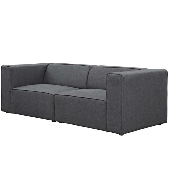 Modern Contemporary Urban Design Living Room Lounge Club Lobby Sofa Set, Fabric, Grey Gray