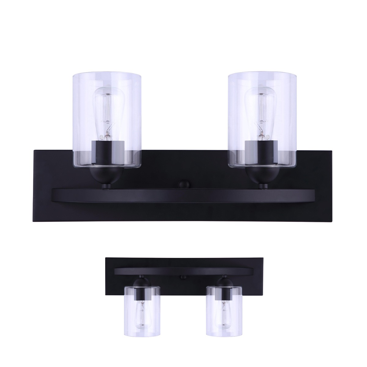 2Light Industrial Bathroom Vanity Wall Light Bar Fixture Clear Glass