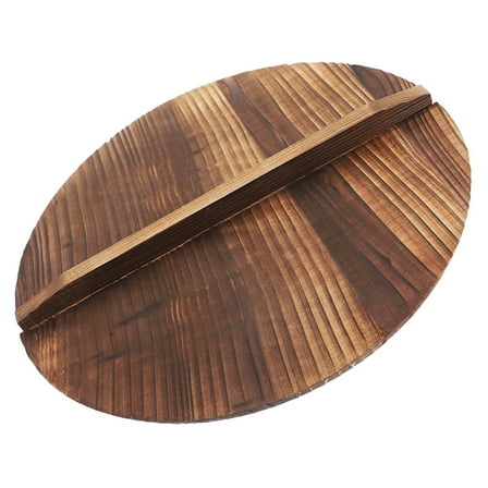 Raindrops Brown Wooden Pot Cover Wok Lid with Large Handle Anti Overflow Design