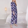 thumbnail image 3 of Honeii cool flower Skull print Women's Pajama Sets Long Sleeve Button Down Sleepwear Nightwear Soft Pjs Lounge Sets-X-Large, 3 of 7