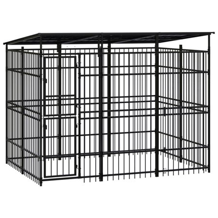 MIXFEER Outdoor Dog Kennel with Roof Steel 59.5 ft²