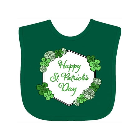 

Inktastic Happy St. Patrick s Day Clovers Gift Baby Boy or Baby Girl Bib