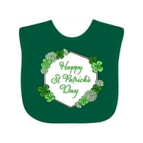 Inktastic Happy St. Patrick's Day Clovers Boys or Girls Baby Bib