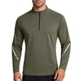 thumbnail image 3 of Men's Long Sleeve Fitness Top Nylon Spandex | Athletic Training Jacket Stand Up Collar Full Zip Elastic Moisture Wicking Quick Dry Outdoor Sports Casual Gym Workout | Zenithor,Army Green L, 3 of 9