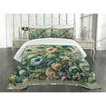 thumbnail image 3 of Ambesonne Jungle Floral Quilted Bedspread Set 3 Pcs, Medieval Style Bloom, King Size, Green Multicolor, 3 of 5