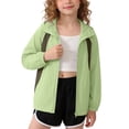 thumbnail image 2 of CYRBOKO Girls' Sun Jacket, Color Block Summer Thin UV Protective Lightweight Outerwear Green Size 5 T, 2 of 5