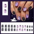 thumbnail image 2 of Uñas postizas adhesivas Posyofet moradas de Halloween, cuadradas y cortas, 2 of 7