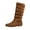 Brown, variant on YOUSNH Ladies Fashion Solid Color Suede Pleated Pile Boots British Style Flat Bottom Medium Boots Women's Boots Brown 7.5