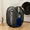 thumbnail image 5 of Buenod Painting Mesh Hamper Collapsible Laundry Basket Portable Pop Up Laundry Hamper, 72L, Black, 5 of 9