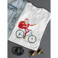 thumbnail image 3 of Cute Santa On Bicycle, Christmas T-Shirt Women -Image by Shutterstock, Female Medium, 3 of 4