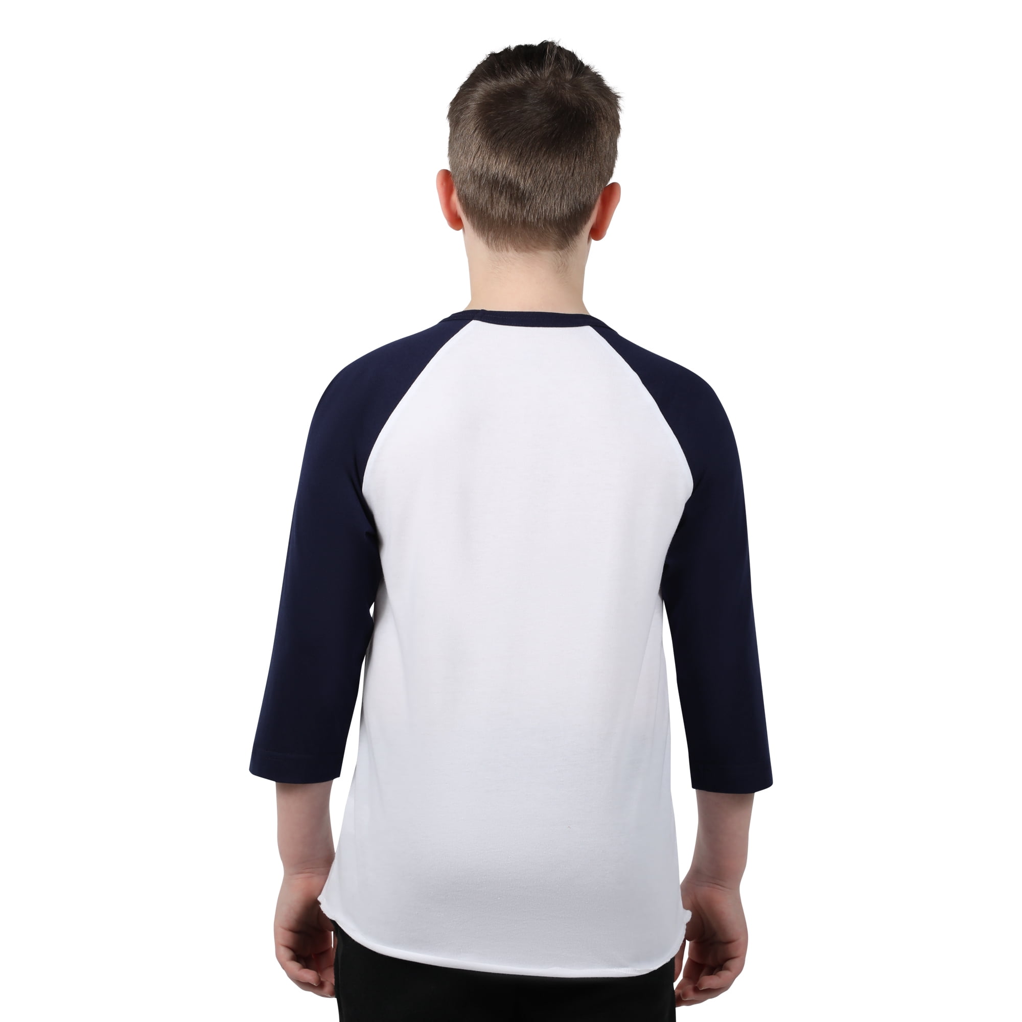 Athletic Works Youth 3/4 Sleeve Raglan Baseball Tee, Navy, Size Medium