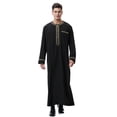 thumbnail image 4 of Kalauyu Long Sleeve Kaftan for Men - Button Down Islamic Thobe Arabic Robes Linen, 4 of 9
