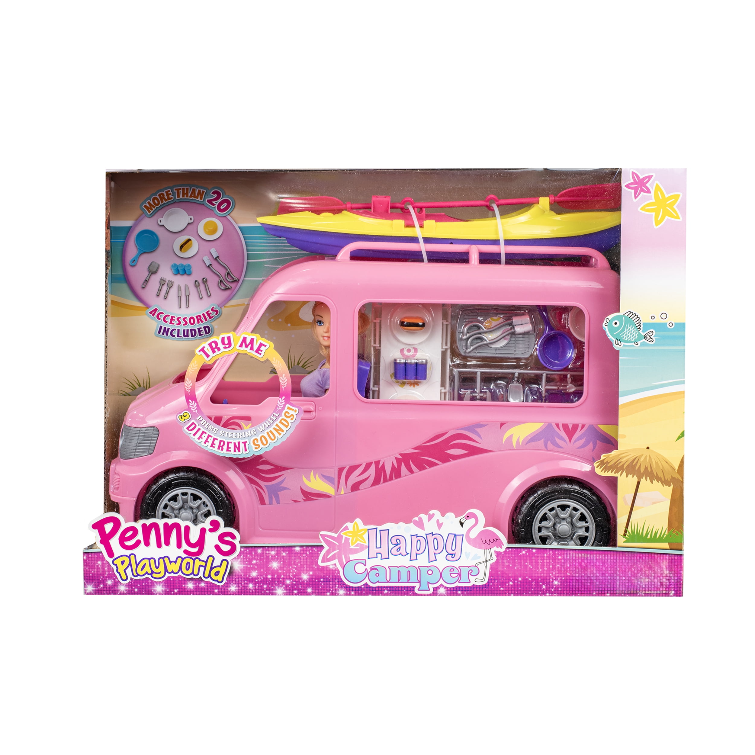 Kid Connection Camper with 11.5" Doll Play Set, 22 Pieces