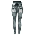 thumbnail image 7 of Pants for Women Leggings That Hide Cellulite Half Half Pants Butter Leggings for Women Clothes Work Clothes Tops Elastic Jeans Thermal Stripe Print Imitation Denim Gray M, 7 of 7