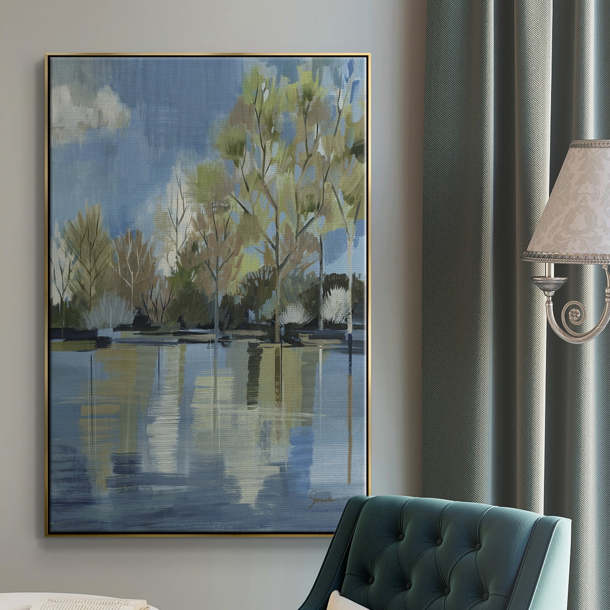 Enchanted Forest I Framed Premium Gallery Wrapped Canvas - Ready to Hang - 17 x 25 - Gold Floating Frame