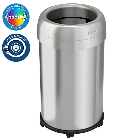 13 Gal Round Open Top Kitchen Trash Can Recycling Bin with Wheels and Double Odor Filters