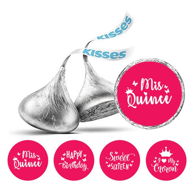 Darling Souvenir chocolate Candy Labels 190 Pcs Quinceanera Party Theme Stickers-Fuchsia Pink