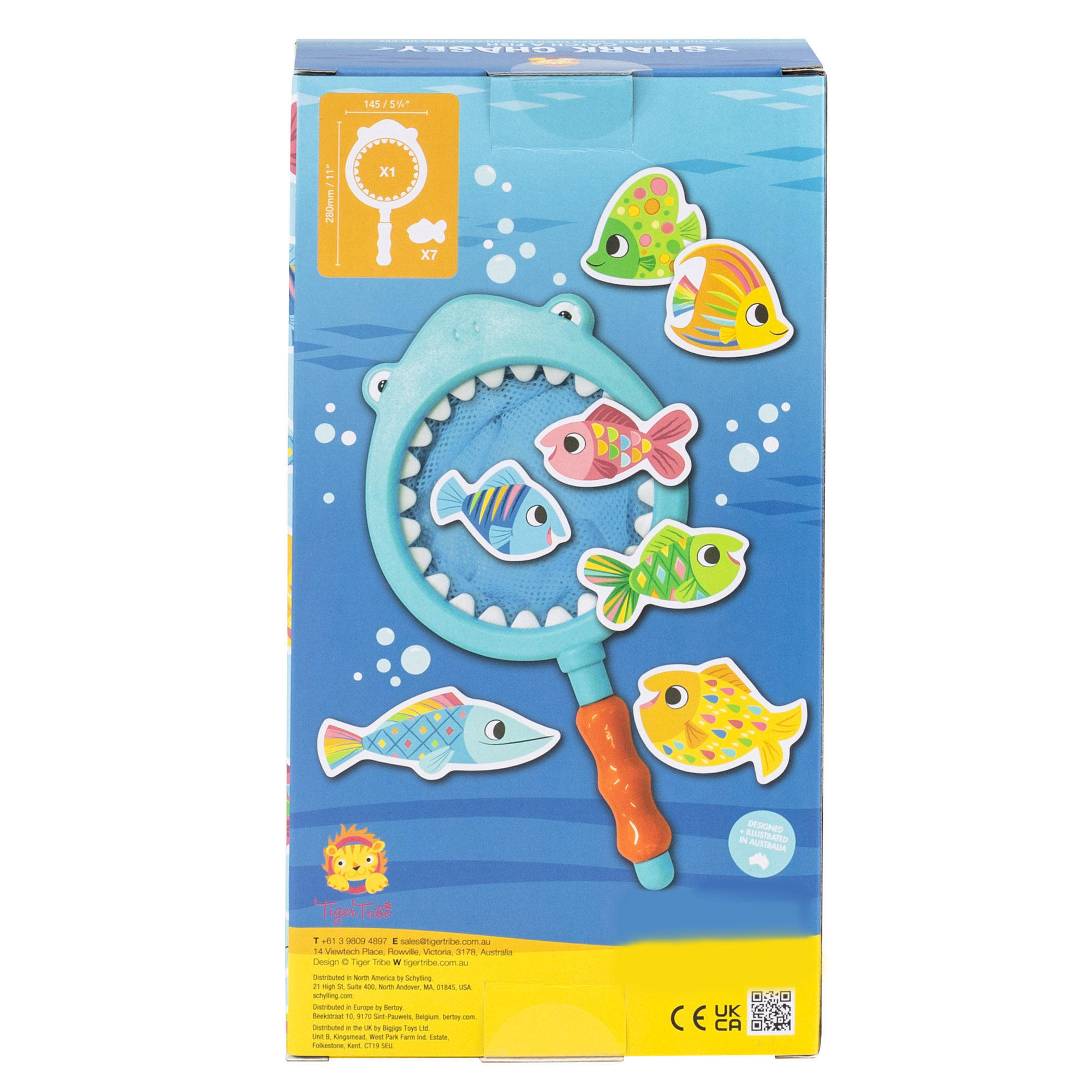 Tiger Tribe: Shark Chasey - Eco-Friendly Bath Toy for Toddlers, Bioplastic Shark Net & Fish Set, Develops Motor Skills, Ages 1-3