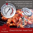 thumbnail image 2 of Stainless Steel Instant Read Kitchen Thermometer 2.12 Inch Big Dial Read, Soup BBQ Turkey Frying Candy Tools, No Battery Needed Cook Thermometer 8 Inch Length, 2 of 8