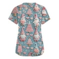 thumbnail image 3 of Dwellite Christmas Scrub Tops Women Xmas Tree Print V Neck Short Sleeve Plus Size Scrubs Medical Uniform Shirts with Pockets Pink S, 3 of 5