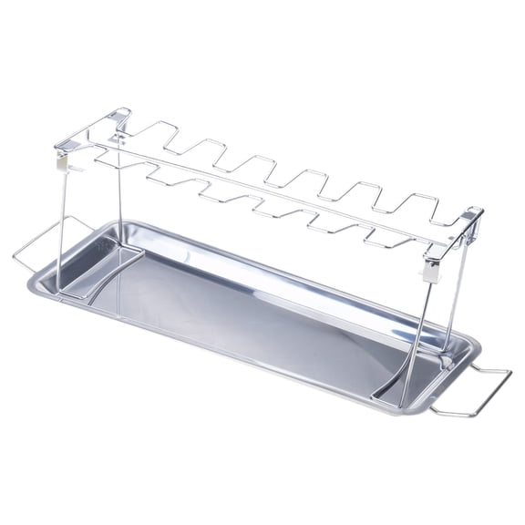 Stainless Steel Ribs Rack With Oil Collecting Tray Ideal For Grilling Baking Sturdy Smoker Grills Accessories