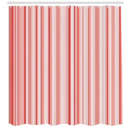 Coral Shower Curtain Vertically Striped Retro Pattern In Soft