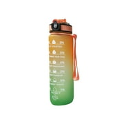 Pompotops 32 oz Leakproof Water Bottles with Time Marker & Straw, BPA Free Motivational Drinking Water Bottle for Fitness Gym Outdoor Sports Orange