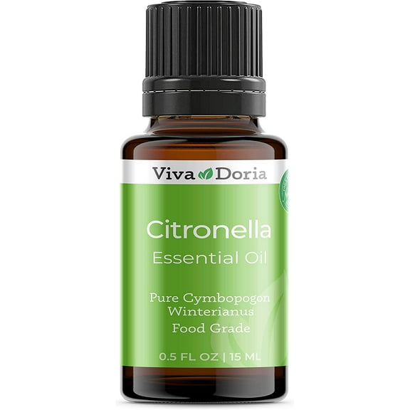 Viva Doria Pure Citronella Essential Oil, Undiluted, Food Grade, 15 ml (0.5 Fl Oz)