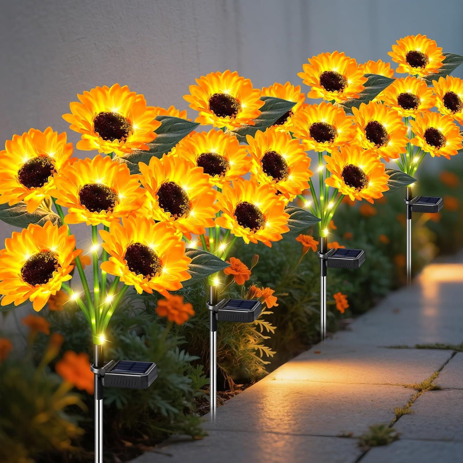 Solar Christmas Tree Outdoor Decor, Waterproof Solar Xmas Decorations Garden Stake Lights, Multi-Color LED Christmas Décor for Outside Landscape Pathway Porch Yard Holiday (4 Pcs Pink)