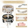 thumbnail image 3 of AEDAMURRA 8 Pcs Bracelets for Women, Bohemian Stackable Stretch Retro Gifts Jewelry Black and Light Brown, 3 of 6