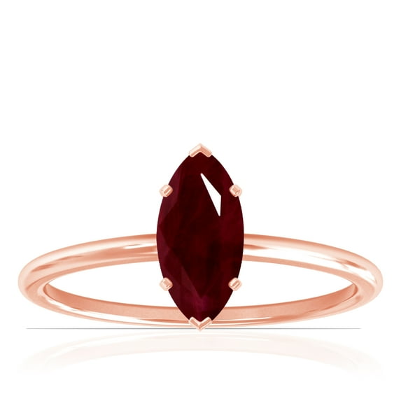 GemsNY July Birthstone - Dainty Marquise Four Prong Ruby Solitaire Ring (Grade - AA | 1.50cts.)