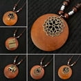 thumbnail image 3 of HOOUN Ethnic Wooden Beaded Pendant Necklace Tibetan Long Chain Women Party Jewelry-J, 3 of 9