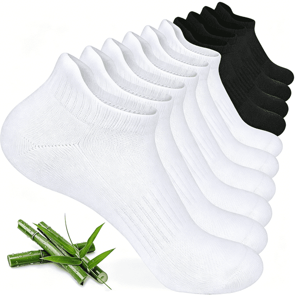 TELOLY Ankle Socks for Women,Bamboo Viscose Cushioned Running Socks Low Cut Athletic Short Footies with Heel Tab 5 Pairs