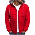thumbnail image 2 of Men's Puffer Jacket Lightweight Warm Winter Coat with Detachable Hood Zip Up Waterproof Windproof Parka Outwear, 2 of 3