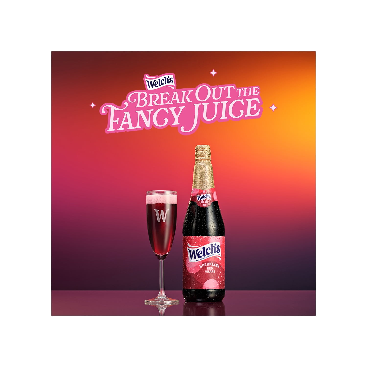 (2 pack) Welch's Non-Alcoholic Sparkling Juice Cocktail, Red Grape, 25.4 fl oz Bottle