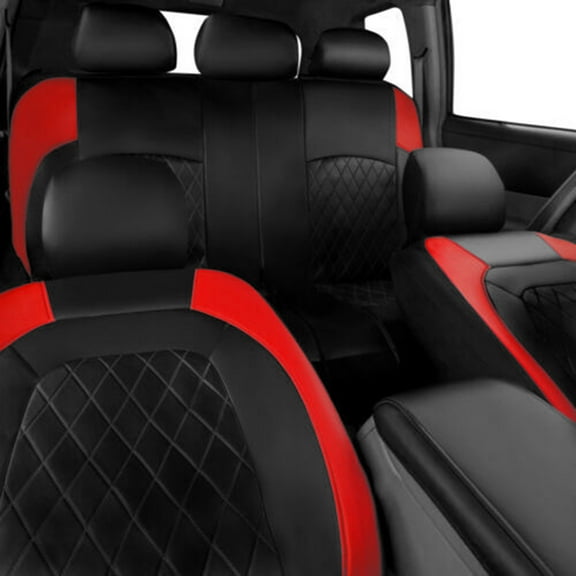 Car 9 Pieces Car Seat Covers Universal PU Leather Seat Protector Full Set Automobile Interior Accessories For Car SUV Vehicle