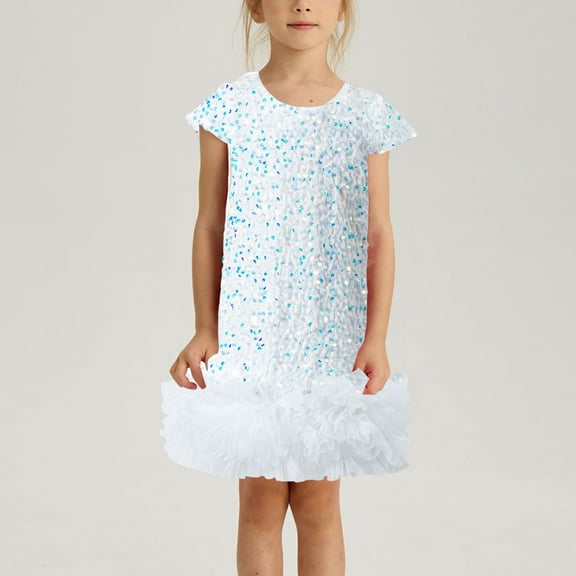 ATOGUTA Party Dresses for Girls Tulle Party Birthday Poster Formal Fancy Flower Princess Dresses Size 2T-10, White