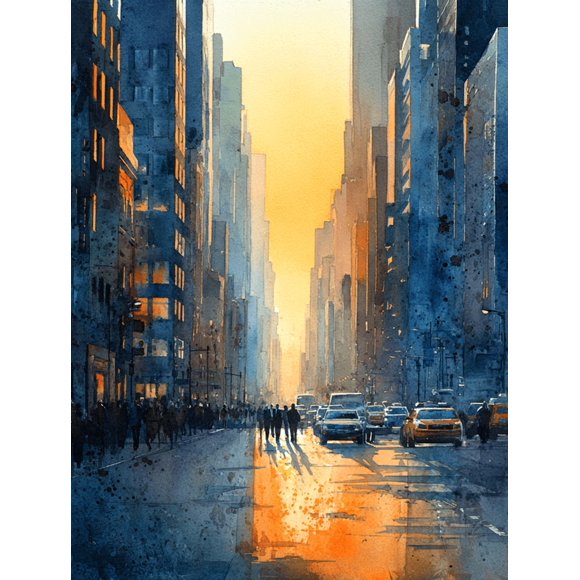 Qisvanset 12x16 Inch Framed Canvas Wall Art New York Street Scene Urban Landscape Canvas Decor for Apartment Hallway