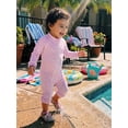 thumbnail image 6 of BemeyourBBs Newborn Baby Girl Pink One Piece Swimsuit Infant Girl Bathing Suit Flower Print Rash Guard Long Sleeve Zipper Ruffle Swimwear Summer Pool Beachwear, 6 of 9