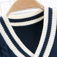 thumbnail image 6 of Boys' Knit Velvet Autumn/Winter Warm Anti-Pilling Striped Button Down Cardigan Sweater, 6 of 9