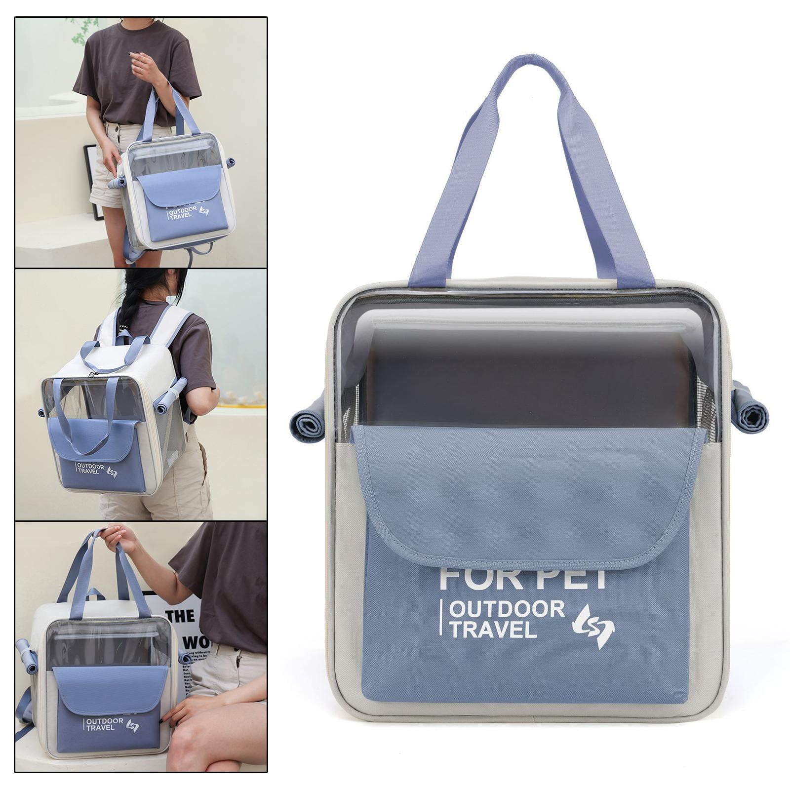 Bvdfgk Dog carrier backpack made of oxford fabric, ventilated with handle for outdoor, Blue