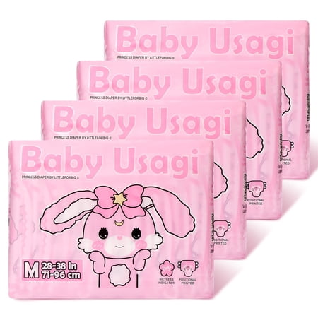 Littleforbig Adult Printed Diaper 40 Pieces (4 Packs) - Baby Usagi (Medium 28"-38")
