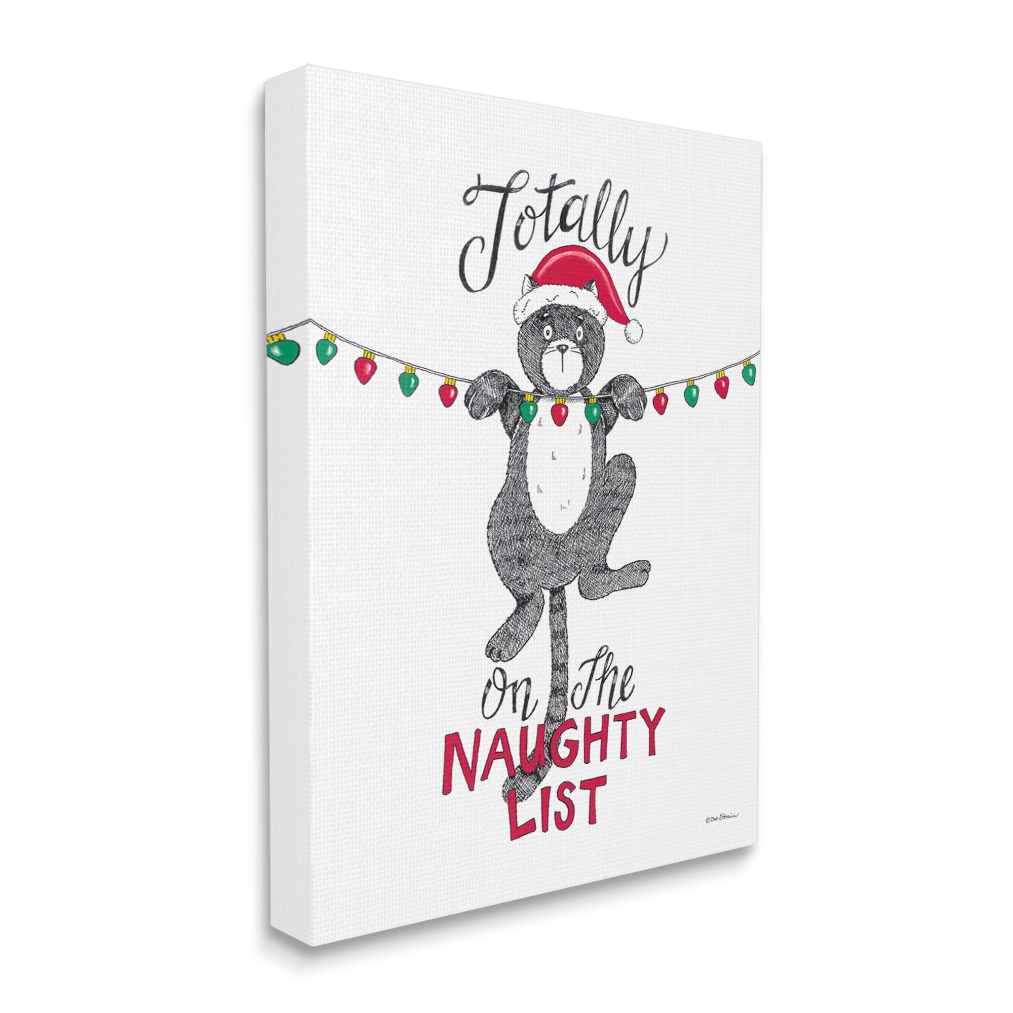 Stupell Industries Naughty List Cat Phrase Holiday Painting Gallery Wrapped Canvas Print Wall Art, 30 x 40