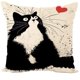 thumbnail image 3 of Juego de 4 Fundas de Almohada ZHAOCHENG de Algodón y Lino con Estampado de Gato Blanco y Negro 45 x 45 cm, 3 of 5