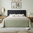 thumbnail image 3 of Amolife King Size Bed Frame with Upholstered Headboard and Elevated Footboard, 12.5" Under-Bed Storage Space, No Box Spring Needed, Black, 3 of 9