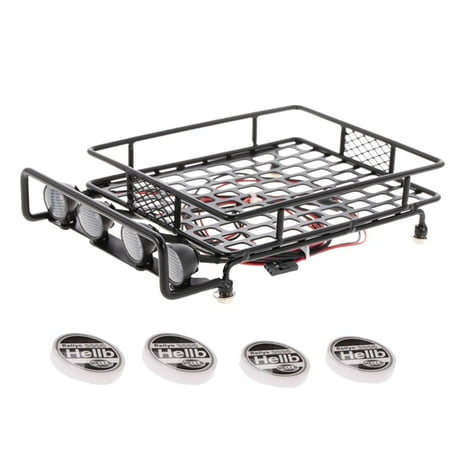 

170*110*40mm Alloy Roof Rack W/ Round LED Light & Lampshade For 1/10 RC Car