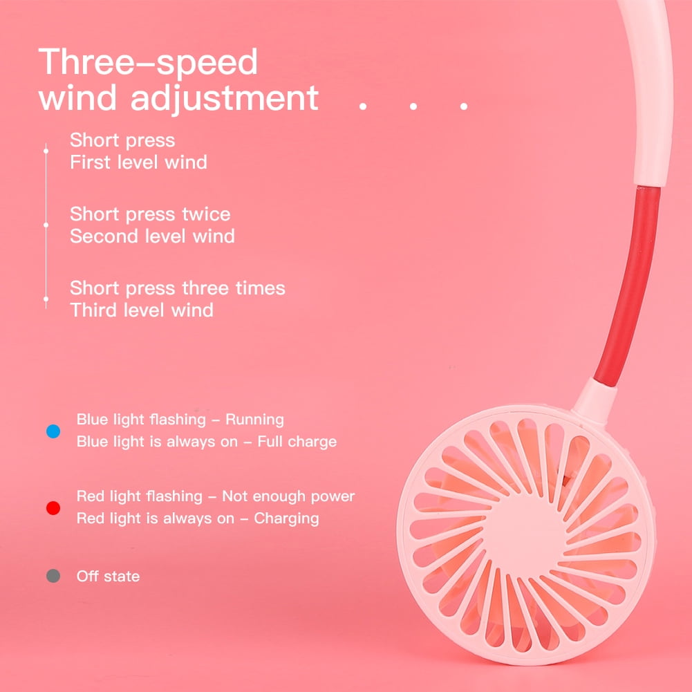 Kepooman Low Noise Rechargeable Personal Lazy Neck Hanging Fan with 360 Degree Rotation, Pink Kepooman Low Noise Rechargeable Personal Lazy Neck Hanging Fan with 360 Degree Rotation, Pink